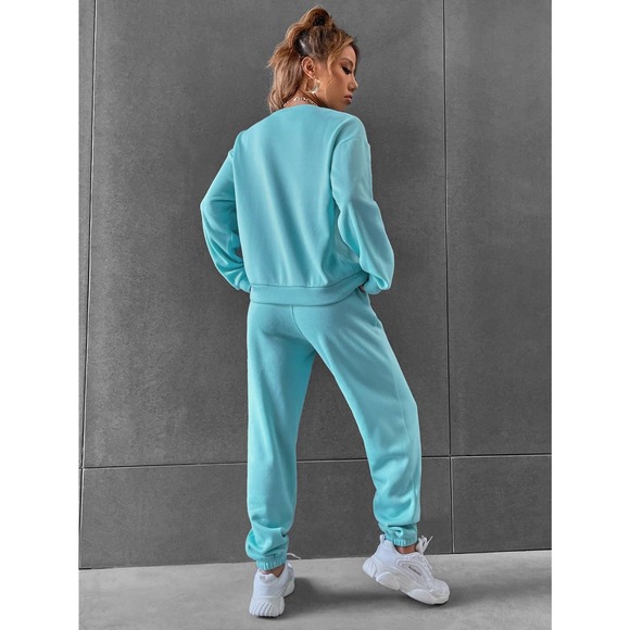 2 piece set casual Sweatshirt & Sweatpants set minimalist gray - Picture 3 of 11